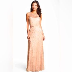 Pink Lace Beaded Vback Gown Size 14 
Aidan Mattox Blush Wedding Engagement party